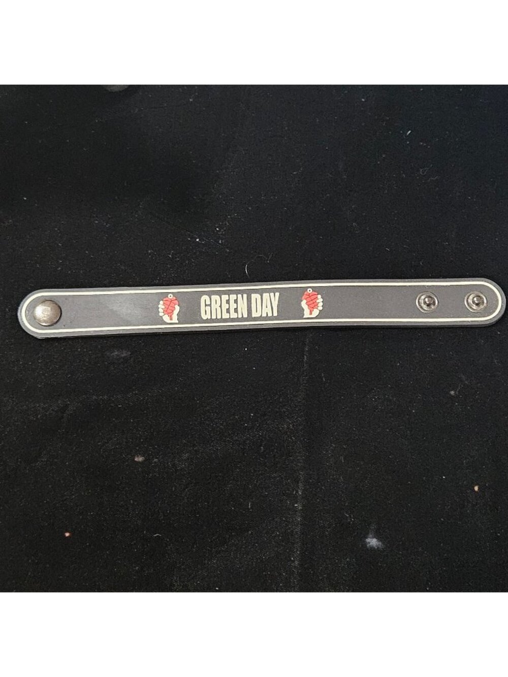 Green Day Adjustable Snap Bracelet Heart Grenade Black White Concert Merch retro
